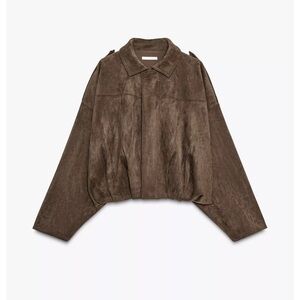 Zara Faux Suede Viral Bomber Jacket Brown S